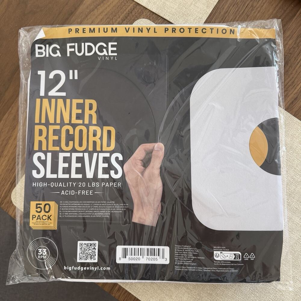 12" Vinyl Record Sleeves - Inner Sleeves 50 Pack - Heavyweight Acid Free Paper V